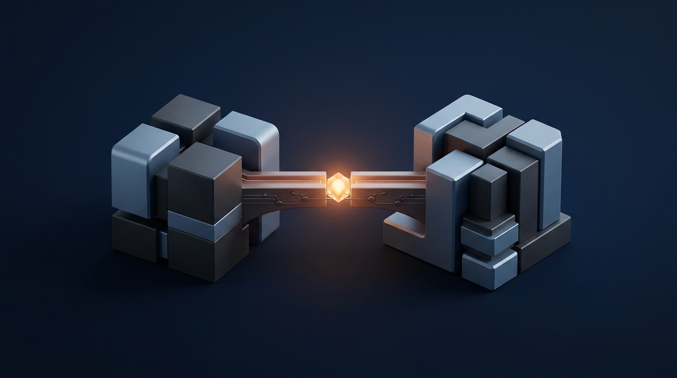 Editorial 3D concept representing connected technology partnerships