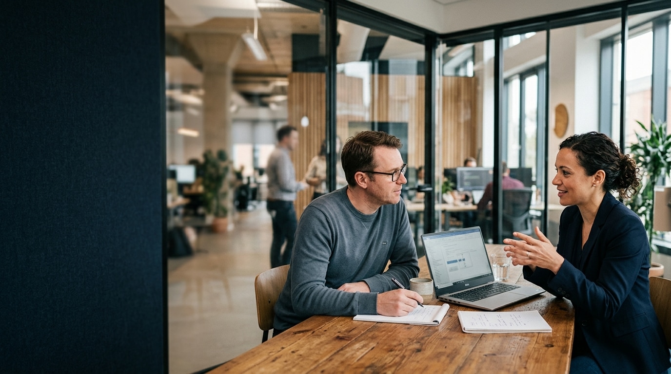 Technology advisor listening during a client consultation