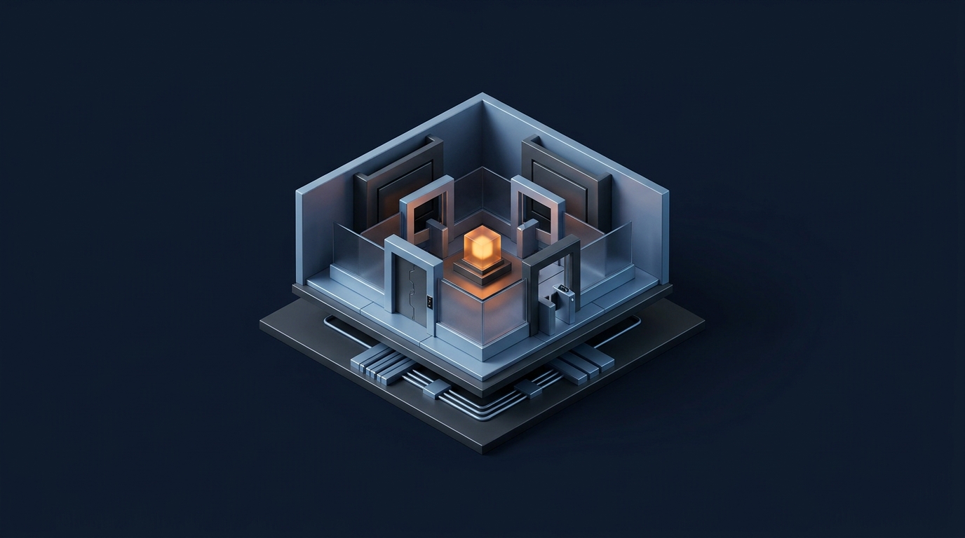 Editorial 3D concept representing secure audit hosting