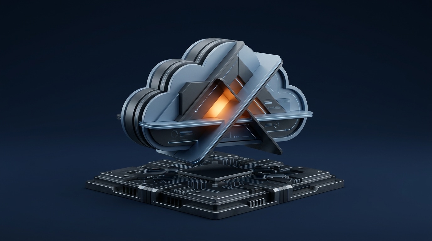 Editorial 3D concept representing a secure cloud technology environment