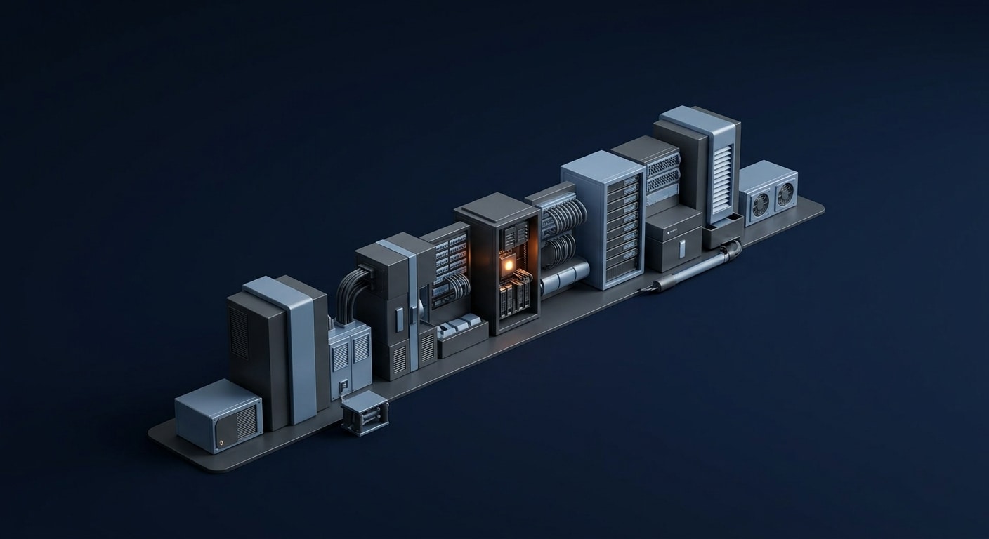 Editorial 3D concept representing modular IT deployment infrastructure