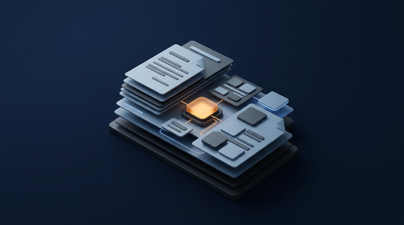 Editorial 3D concept representing organized technical tickets and examination data